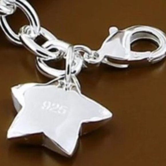 Sterling Silver Star Charm Cable Chain Bracelet - Picture 4 of 4